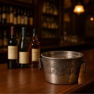 Wilcox SP Antique Champagne Bucket with Insert Ornate Detailing  Vintage Barware